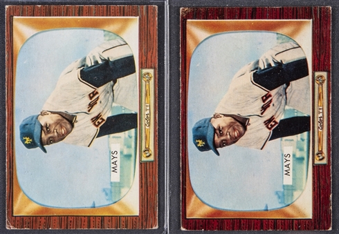 1955 Bowman #184 Willie Mays Pair (2 Different) - Featuring SGC VG 3 Example!